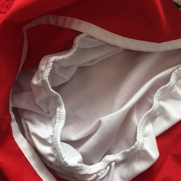 Rivalry Threads 91 red white stripe bulldog swim trunks shorts tie  waist XL EUC - Picture 4 of 6